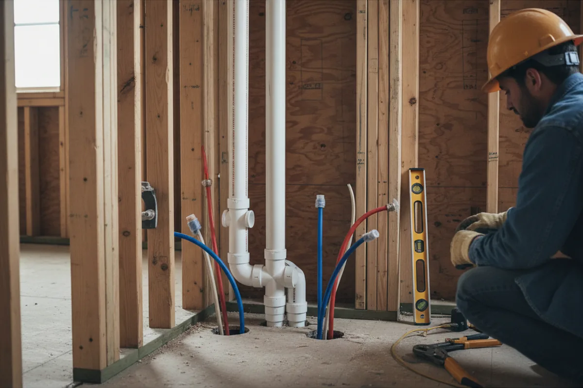 Drain and supply rough-in during Toilet Repair and Installation in Belmont